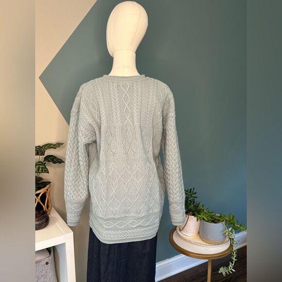 Vintage Jessica by Christopher Lai 100% Wool Cable Knit Sweater Blue Hong Kong M - Picture 3 of 10
